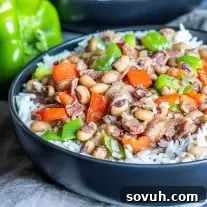 Instant Pot Hoppin' John in a black bowl