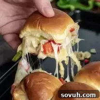 Cheesy Chicken Cheesesteak Sliders ready to be served