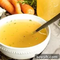 Homemade chicken bone broth that is homemade