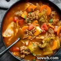 bowl of INSTANT POT CABBAGE ROLL SOUP