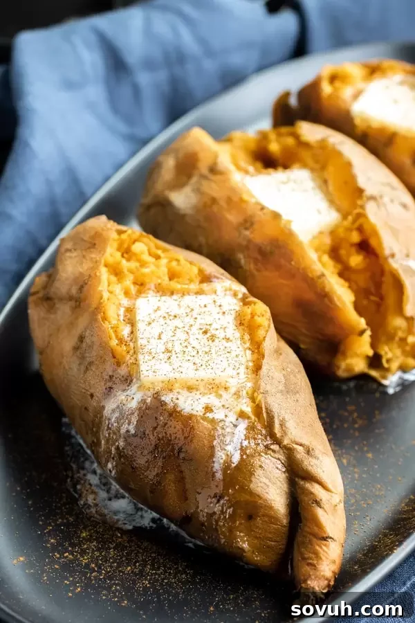 Instant Pot Sweet Potatoes served with melted butter