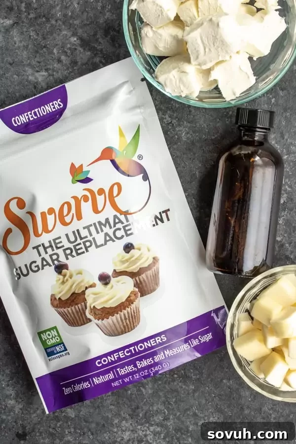 Step-by-step guide to making Keto Cream Cheese Frosting using Swerve sweetener