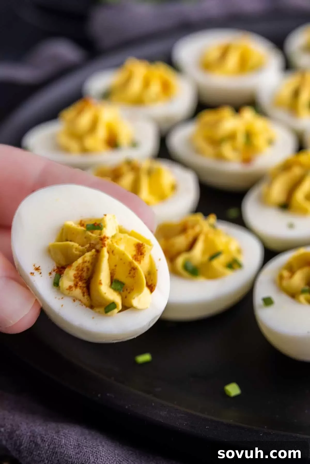 holding a Southern Deviled Eggs