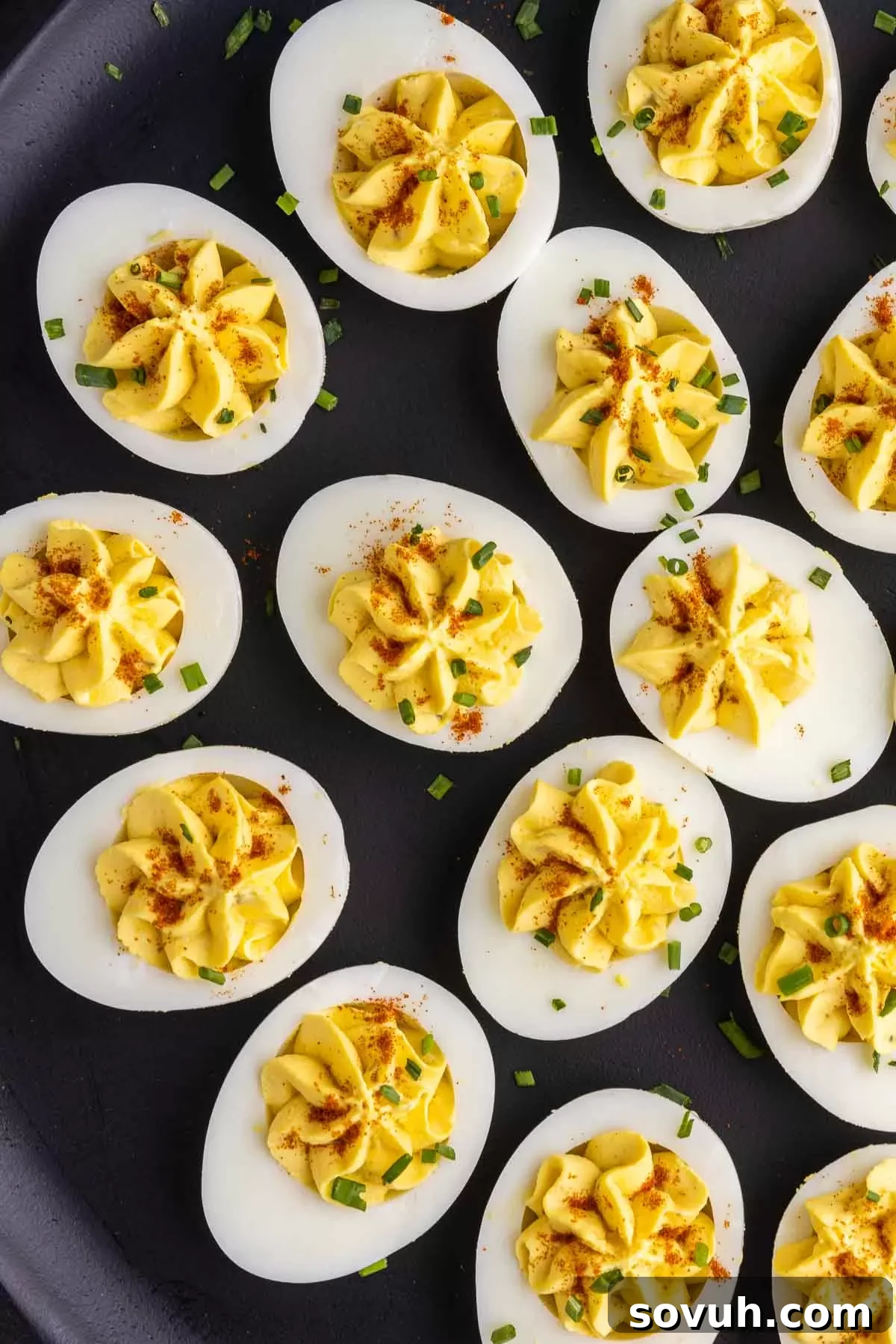 Southern Deviled Eggs appetizer on a platter