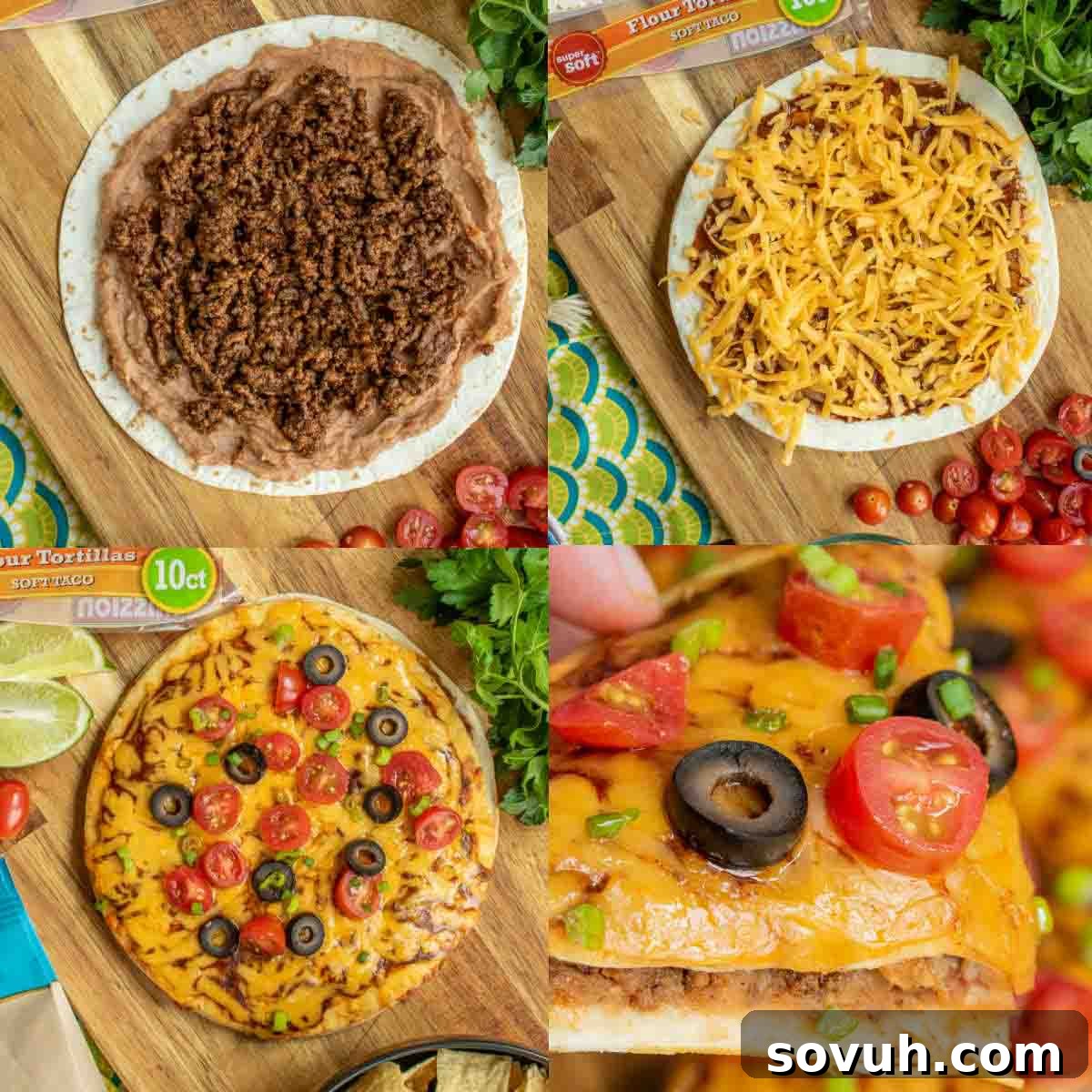 steps in making a Taco Bell Mexican Pizza