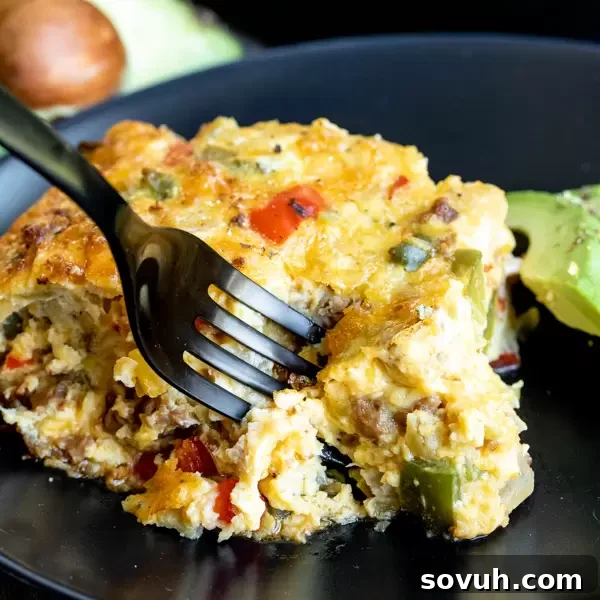 Mexican Crustless Quiche with Chorizo and Peppers, a perfect keto breakfast or brunch casserole