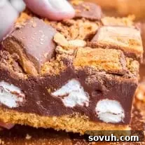 layers of Butterfinger S'mores Bars