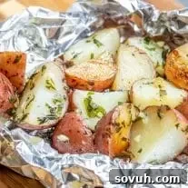 Garlic Herb Potato Pouches 2 Easy Foil Packet Garlic Potatoes made on the grill