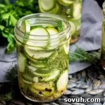 A jar of Quick Pickled Zucchini