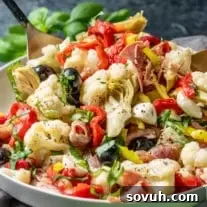 Keto Antipasto Salad made with cauliflower instead of pasta