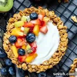Granola Fruit Tart topped with fresh fruit