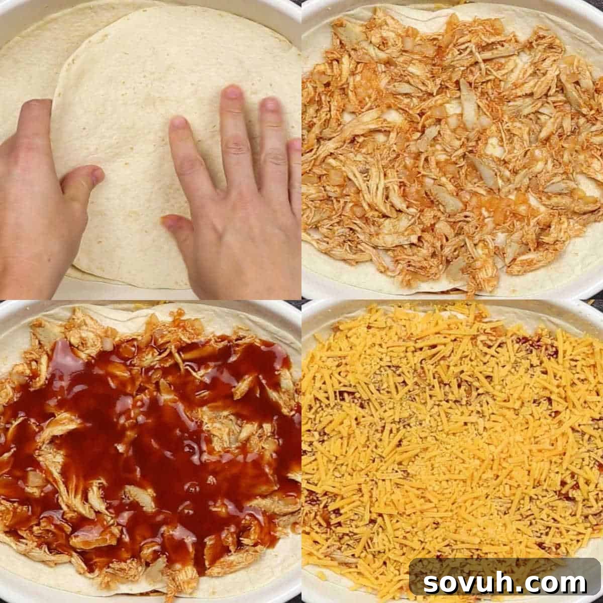 how to layer Chicken Enchilada Casserole