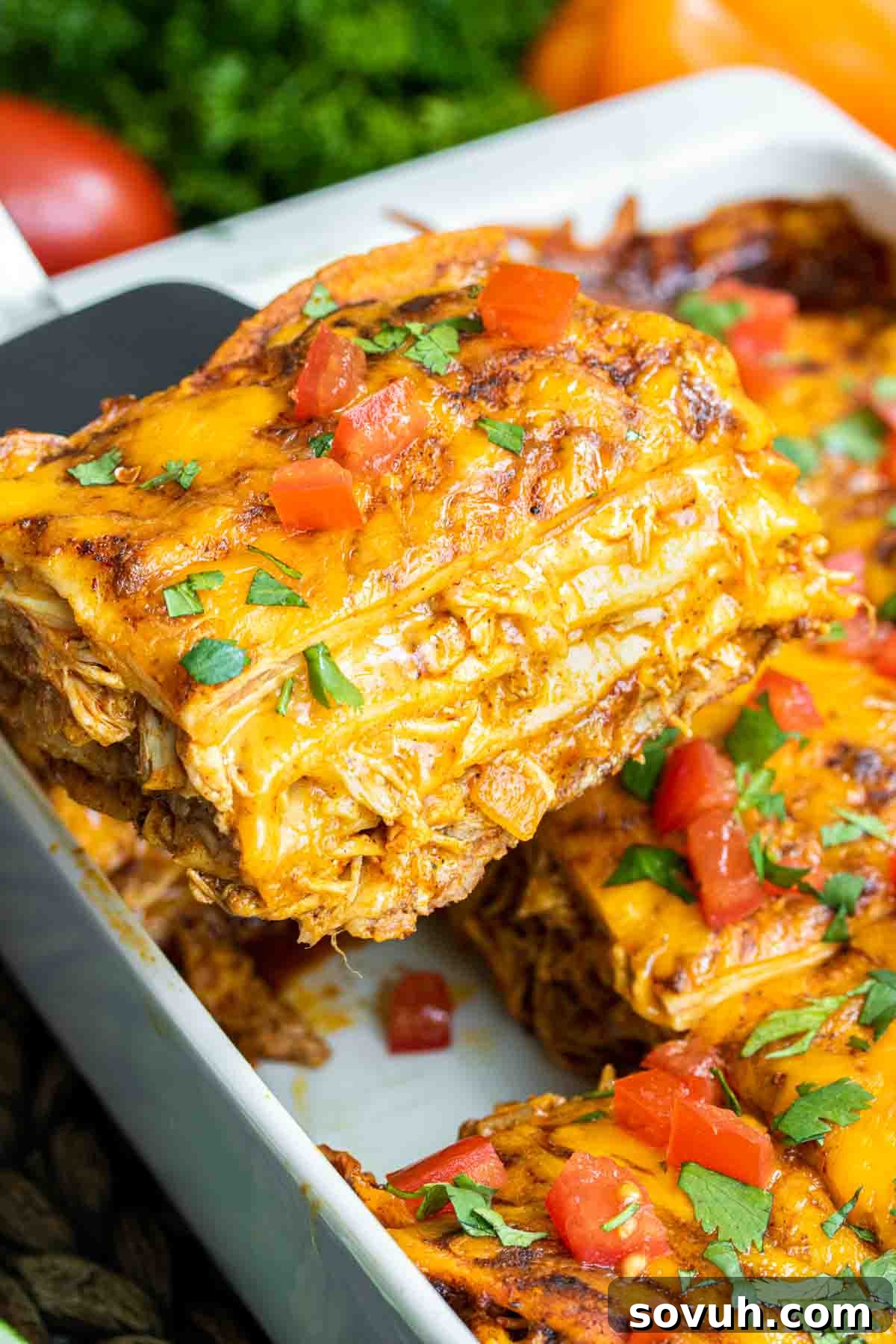 serving Chicken Enchilada Casserole