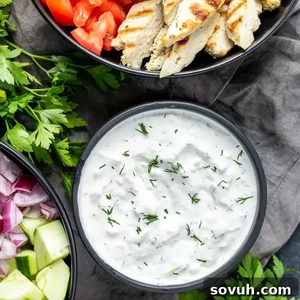 Keto Tzatziki sauce, a creamy low carb dip perfect for veggies.