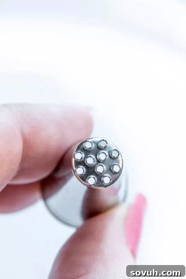 Close-up of Bird’s Nest Easter Cupcakes frosting tip used to make the chocolate bird's nest