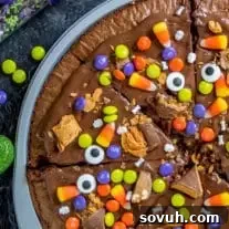 Halloween Dessert Pizza made leftover Halloween candy