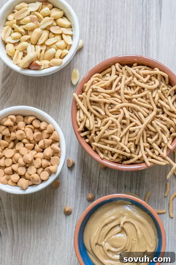 Ingredients for making easy No Bake Monster Cookies