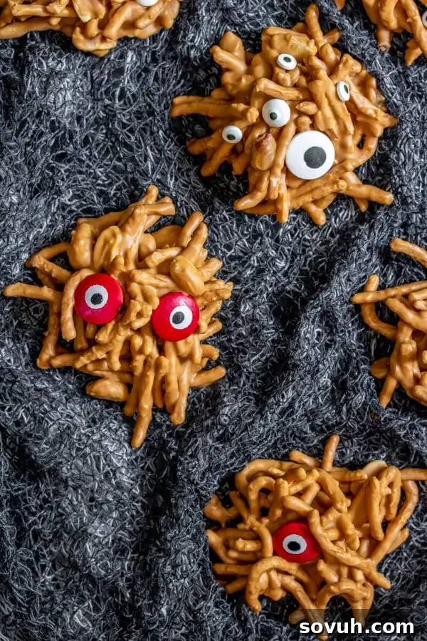 No Bake Monster Cookies ready for a spooky Halloween party