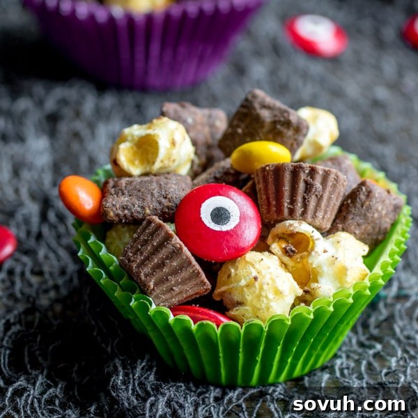 A bowl of easy Werewolf Chow, a festive Halloween snack mix.
