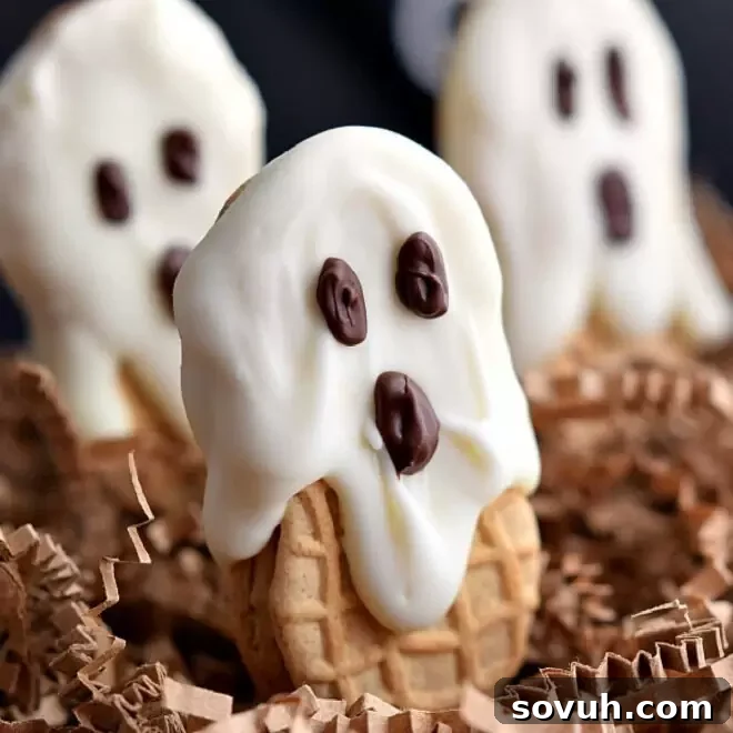 Nutter Butter Ghost Cookies, an adorable and easy Halloween treat.