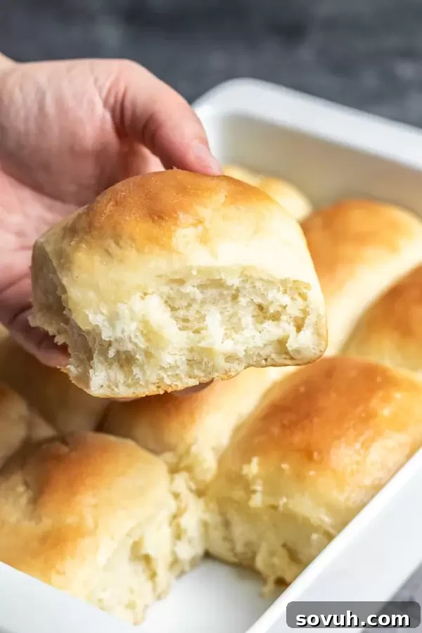 A basket of freshly baked, soft, and fluffy Overnight Refrigerator Yeast Rolls, ready for a holiday meal.