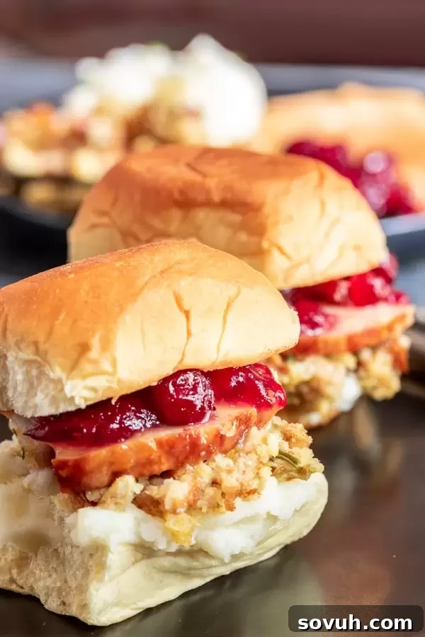 Thanksgiving Leftovers Sliders made with all the festive holiday leftovers.