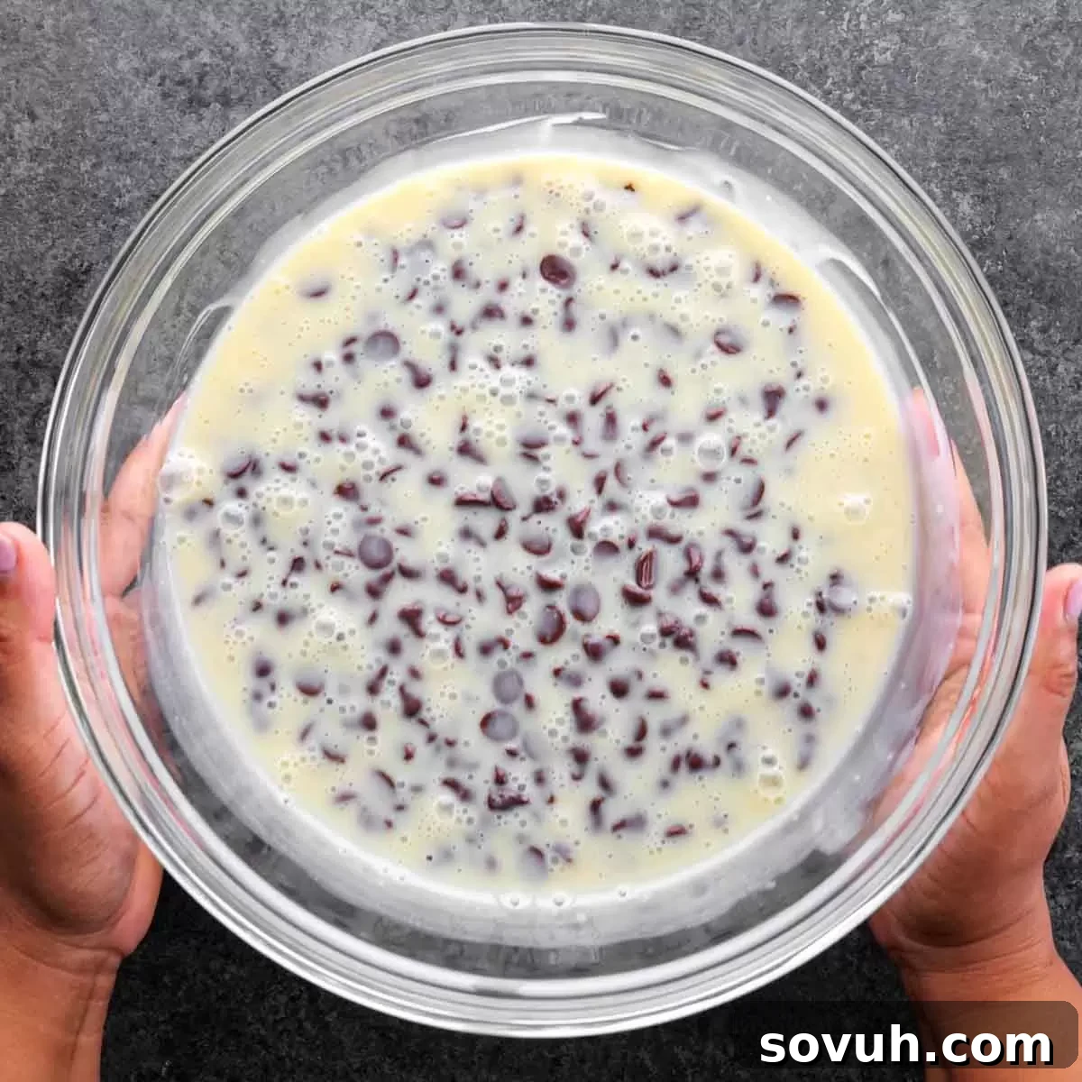 Easy Microwave Fudge made with chocolate chips and condensed milk in a bowl