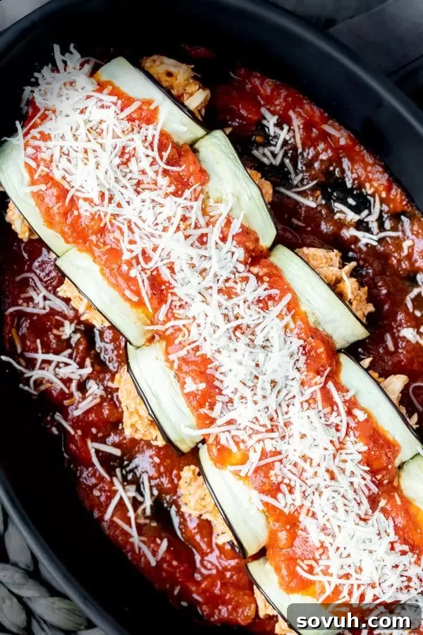 Detailed process of baking and assembling Keto Chicken Parmesan Roll Ups