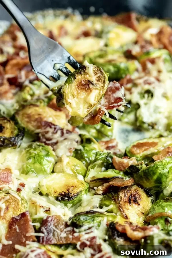Cheesy Bacon Brussels Sprouts easy keto side dish