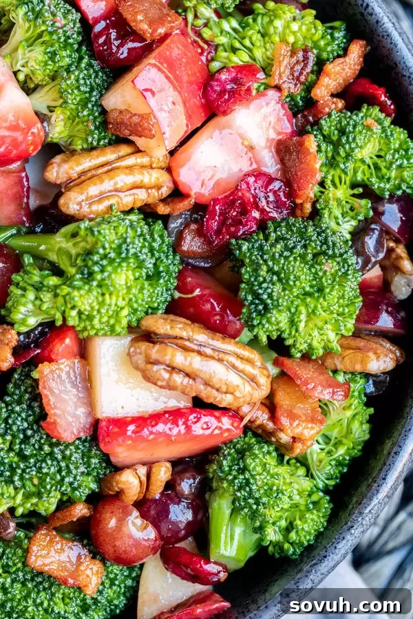 Broccoli Salad with fresh fruit and mango chutney dressing