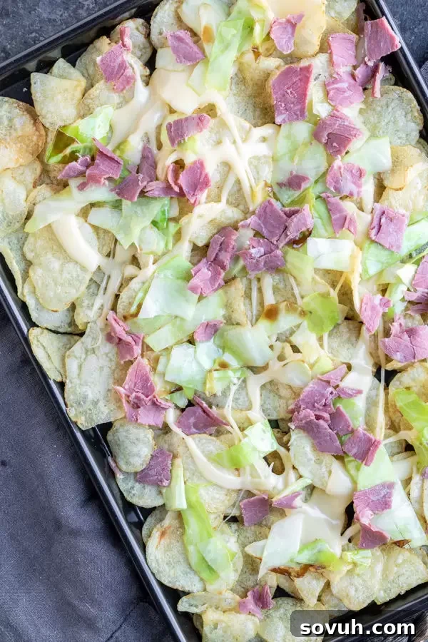 sheet pan Irish Nachos for St. Patrick's Day
