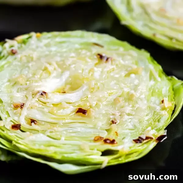 Delicious Keto Roasted Cabbage Steaks with herbs and cheese