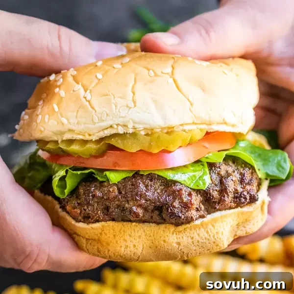 holding an Air Fryer Burger