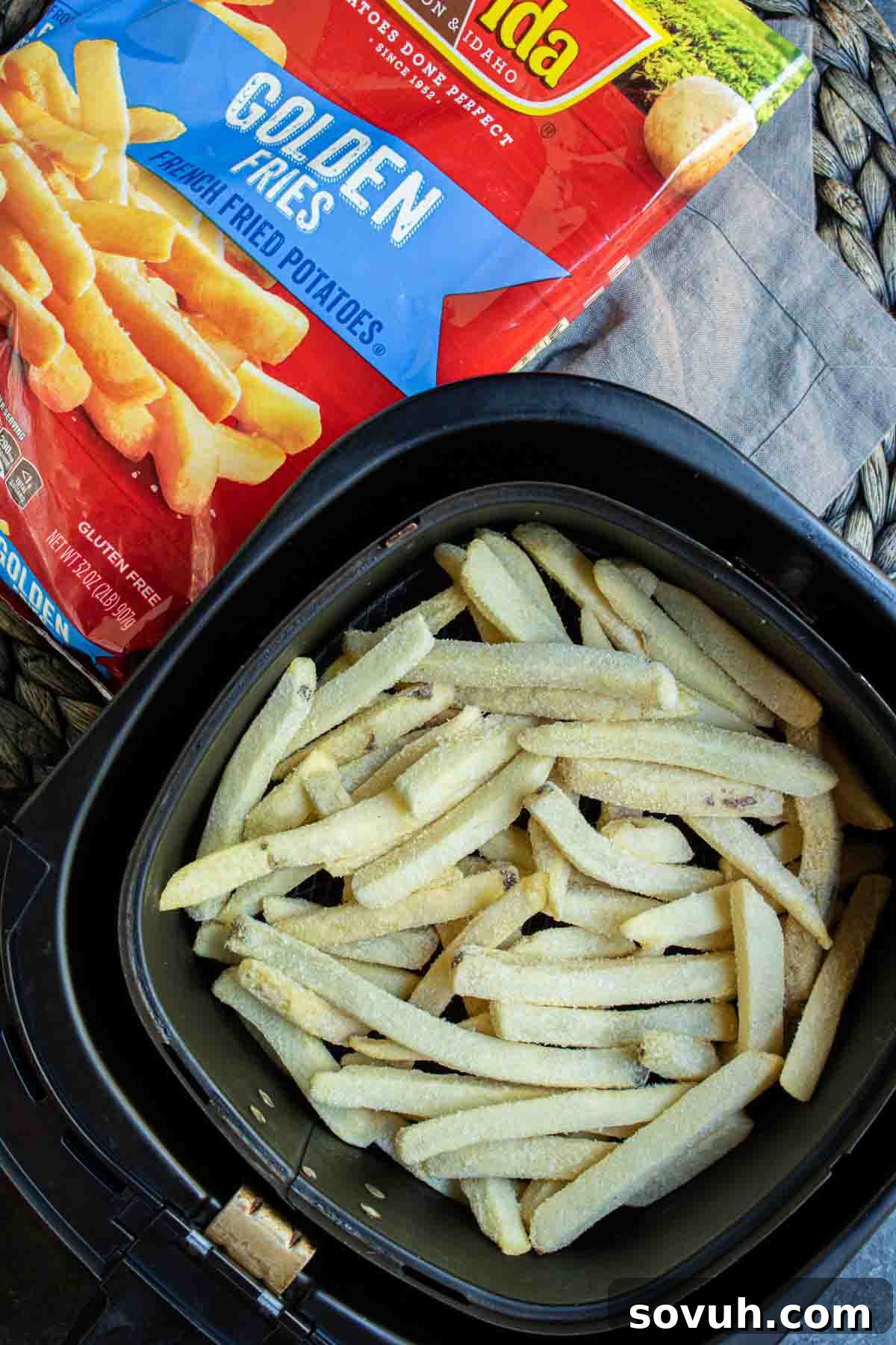 Air Fryer Frozen French Fries made with golden fries