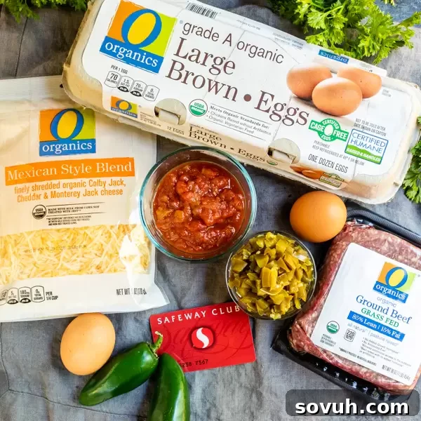 Selection of O Organics products from Safeway for Keto Taco Casserole ingredients