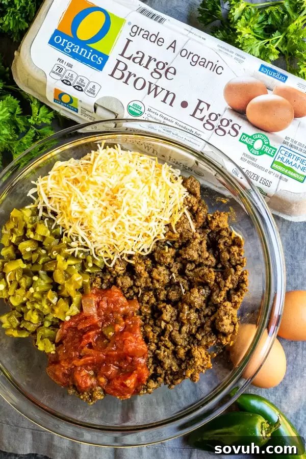 Ingredients laid out for making Keto Taco Casserole, emphasizing fresh and O Organics products