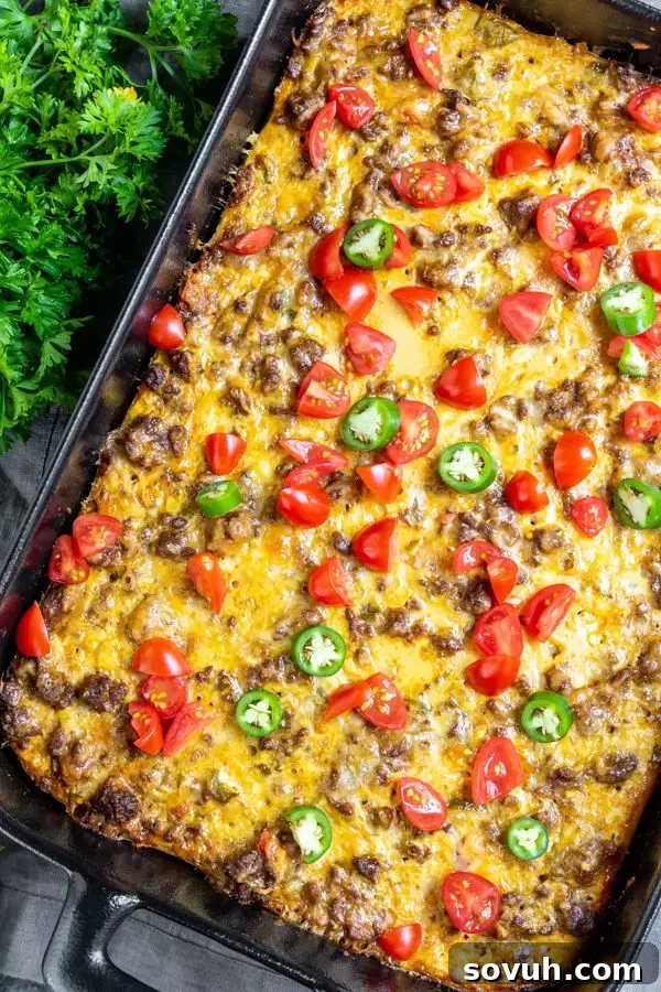Keto Taco Casserole, perfect for a quick and easy weekday meal or freezer prep