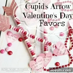 Collection of completed Cupid's Arrow Valentine's Day Favors, showcasing the handmade candy treats.