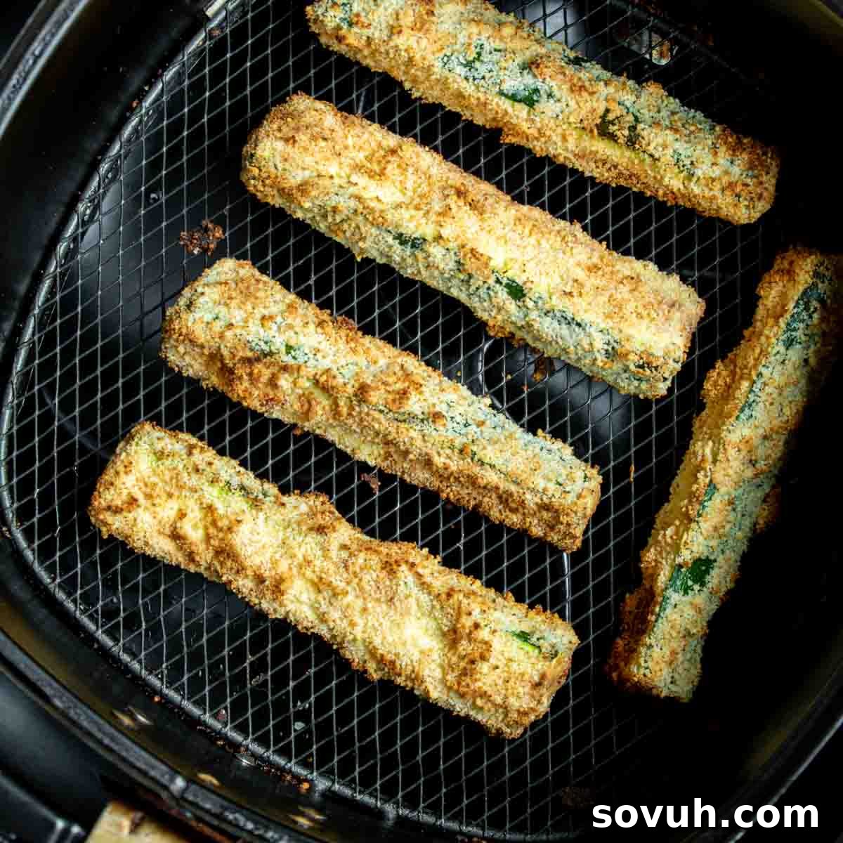 Air Fryer Zucchini in air fryer basket