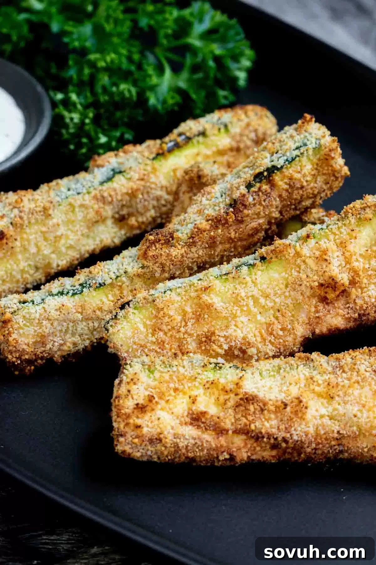 keto Air Fryer Zucchini on a plate