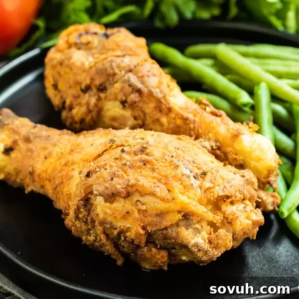 Air Fryer Fried Chicken leg with crispy golden brown crust