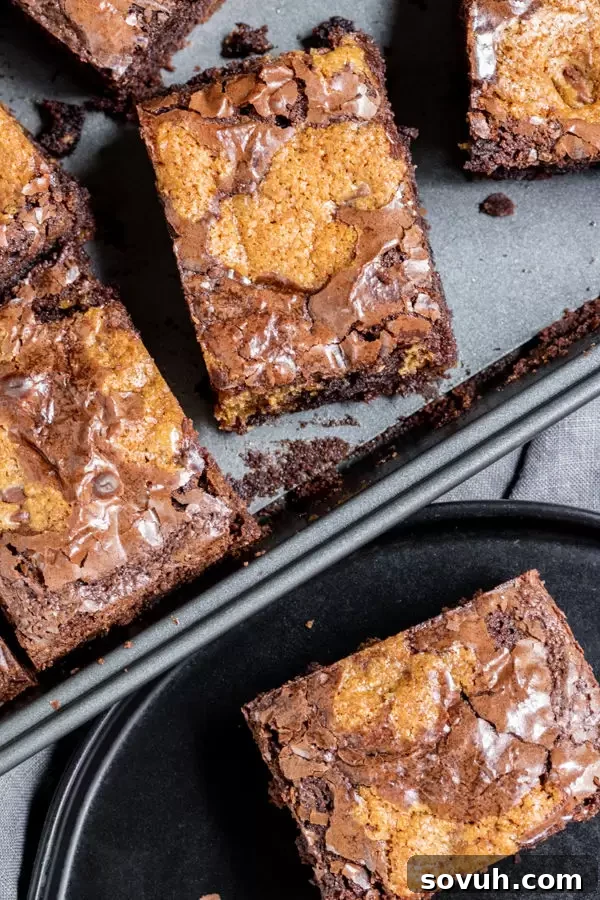 soft and chewy Brookies in a pan