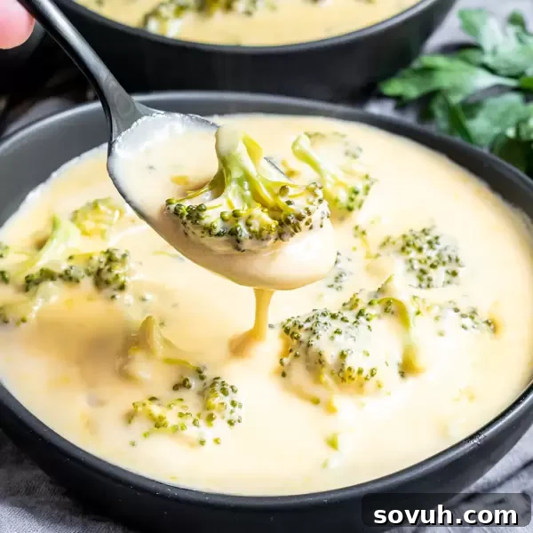 Keto Broccoli Cheese Soup in a bowl