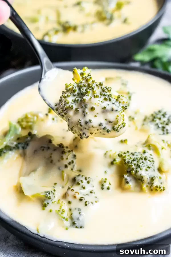bowl of creamy Keto Broccoli Cheese Soup