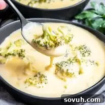 Keto Broccoli Cheese Soup in a bowl