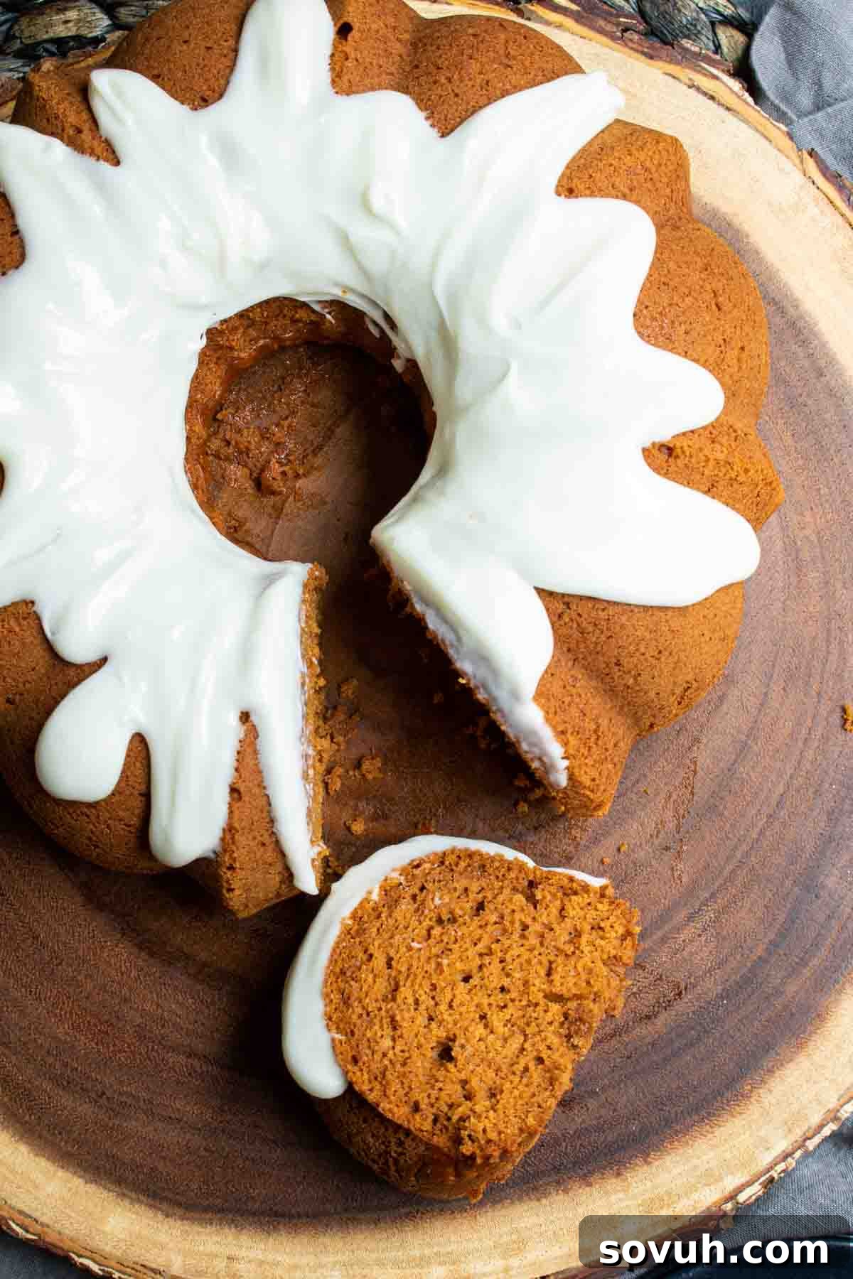 Pumpkin Bundt Cake with cream cheese frosting