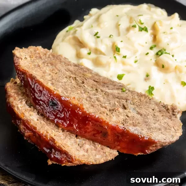 Hearty Instant Pot Meatloaf and Creamy Mashed Potatoes served on a plate