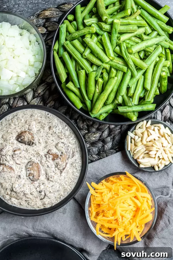 ingredients for Keto Green Bean Casserole