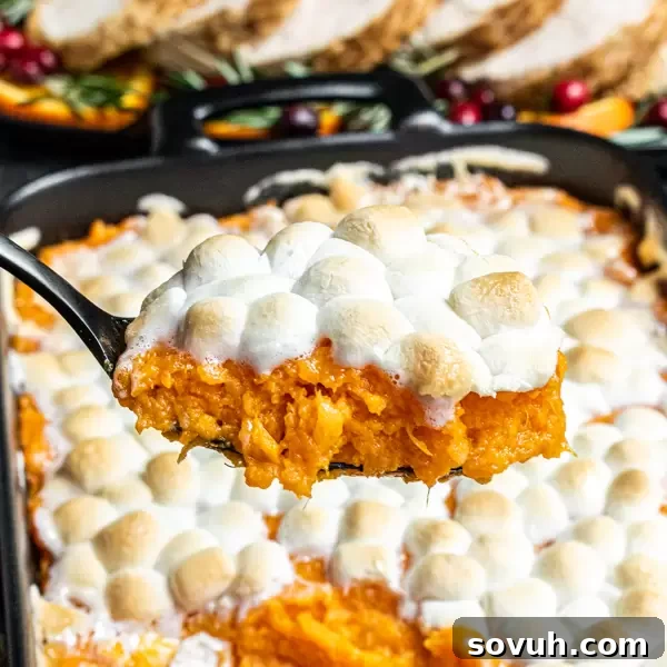 spoonful of Sweet Potato Casserole with Marshmallows