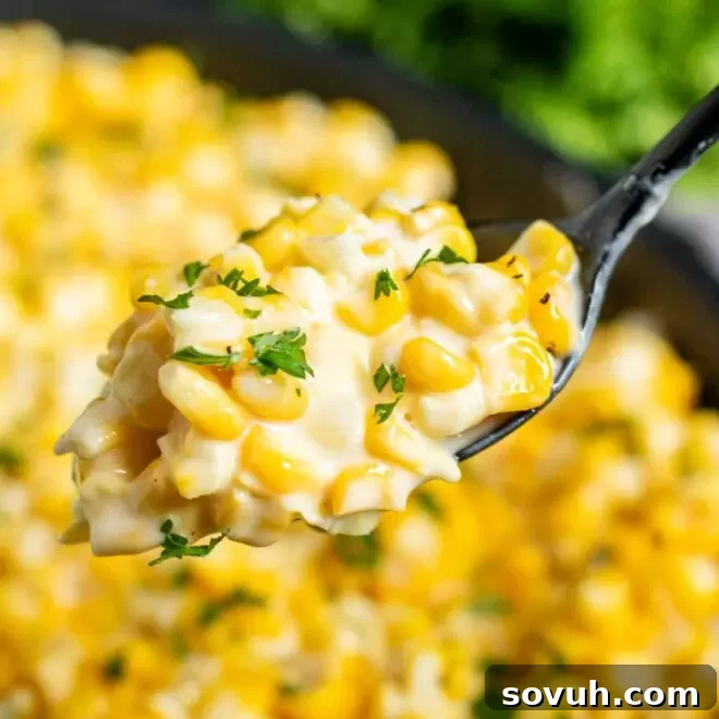 Creamed Corn on a spoon
